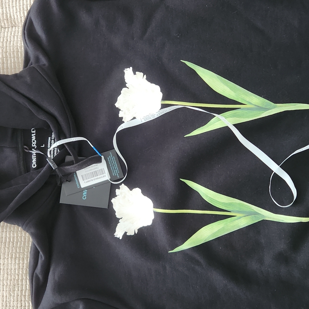 Cynthia Rowley Black Hoodie with White Accents NWT